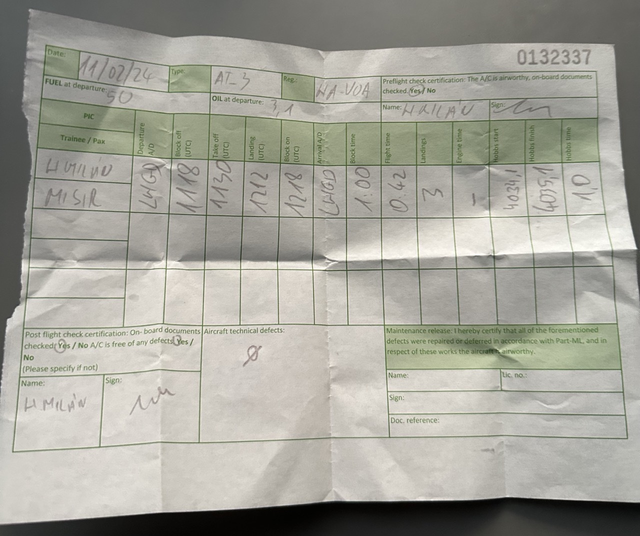 Aircraft tech log copy